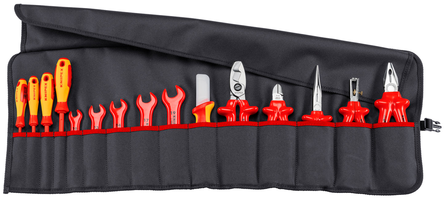 Knipex 98 99 13 15 Pc Tool Roll Bag, 1000V Insulated - KNIPEX Tools
