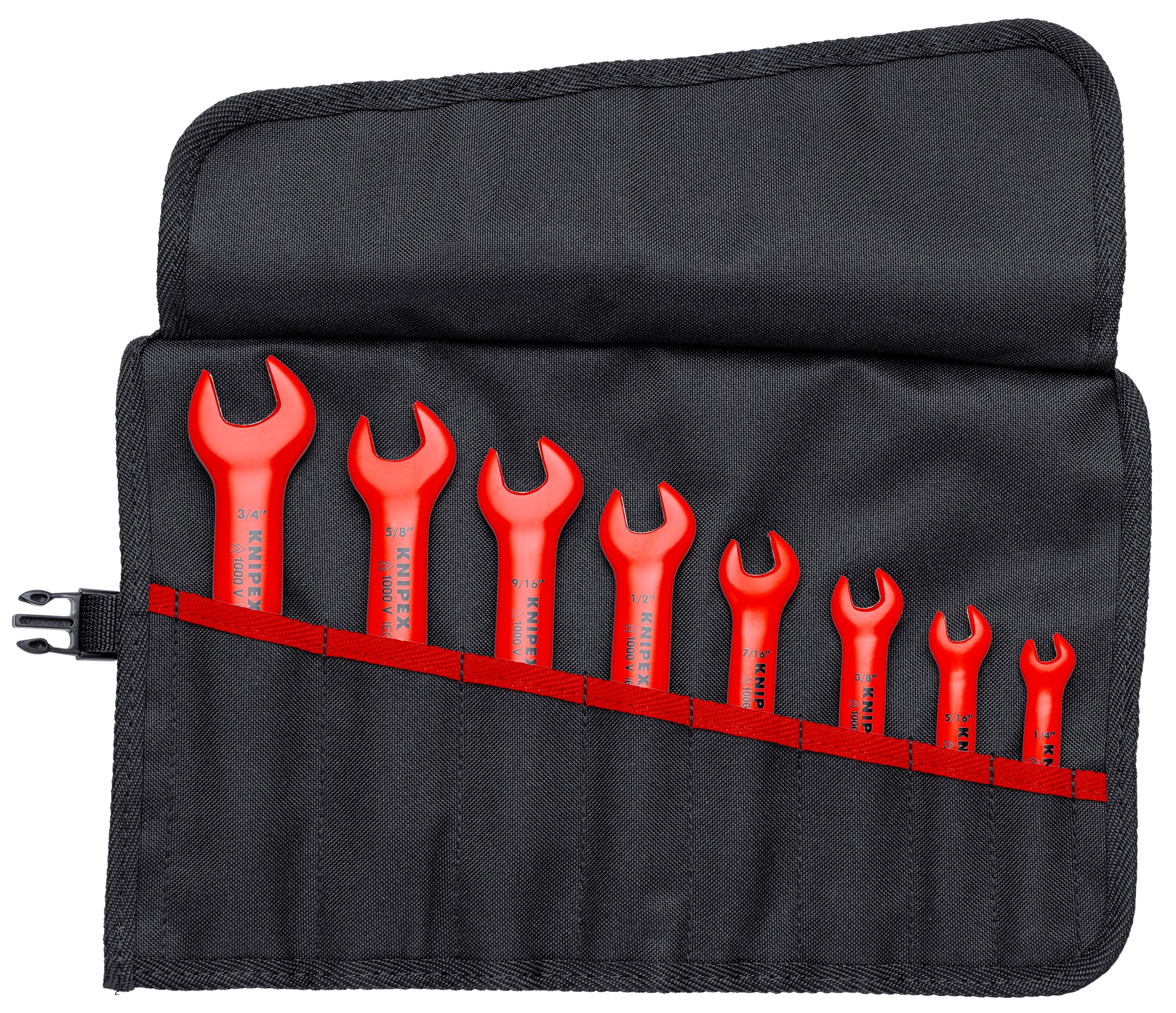 Knipex 98 99 13 S4 8 Pc Open End Wrench Set, SAE, 1000V Insulated - KNIPEX Tools