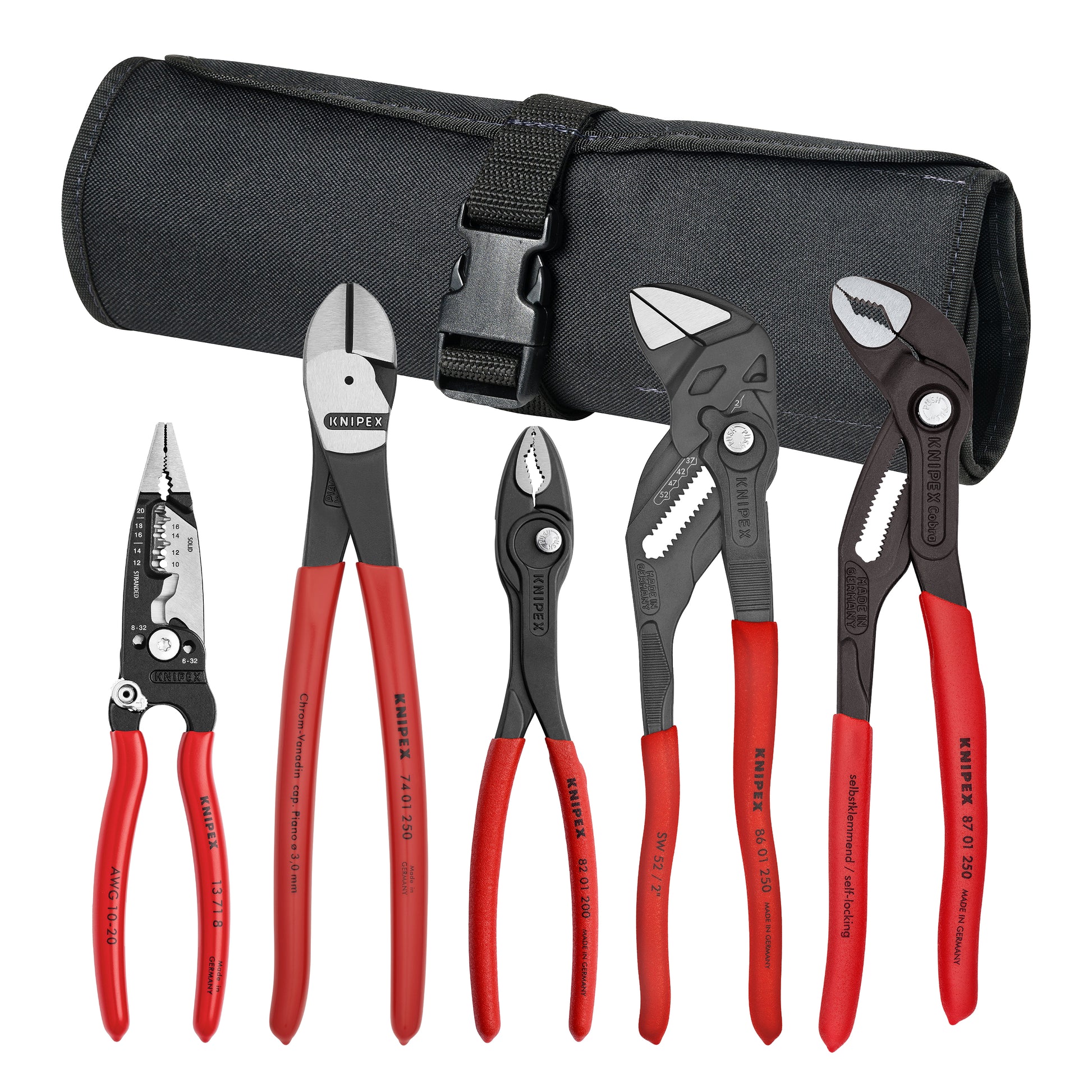 Knipex 9K 00 80 150 US 5 Pc Core Pliers Set in Tool Roll - KNIPEX Tools