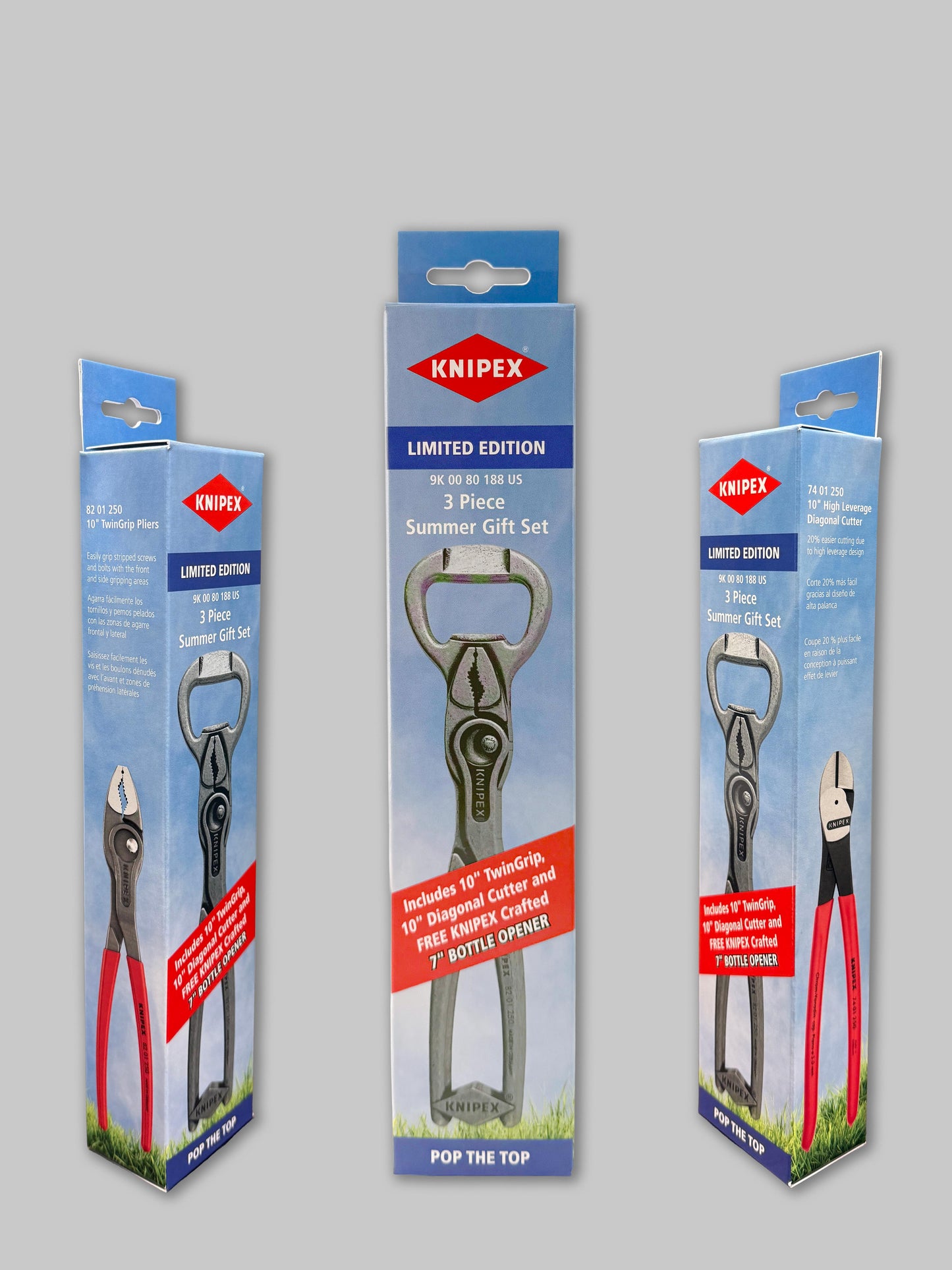 Knipex 9K 00 80 188 US 3 Pc Summer Gift Set with Free 7" Bottle Opener - image 3