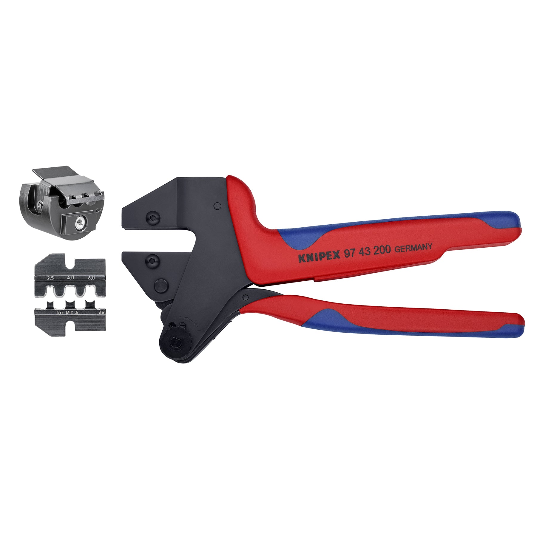 Knipex 9K 00 80 63 US US Crimp System Pliers (97 43 200) + Crimp Die: Solar Connectors For MC4 Multi Contact (97 49 66) + Locator For 97 49 66 (97 49 66 1) Packaged In A Protective Plastic Case - KNIPEX Tools