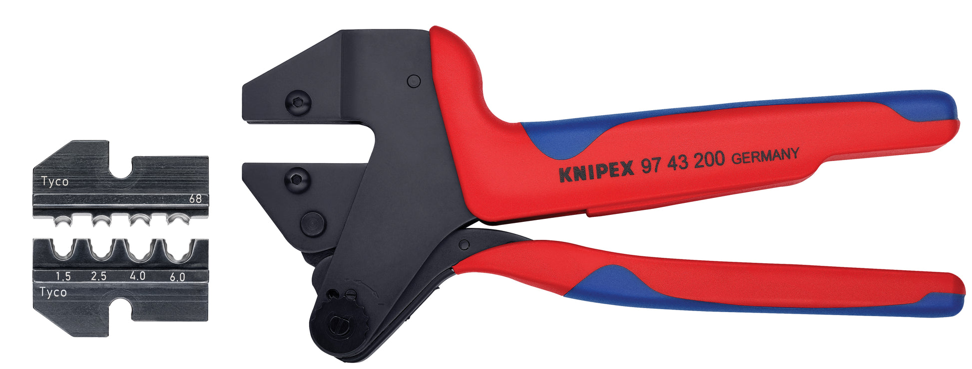 Knipex 9K 00 80 65 US Crimp System Pliers (97 43 200) + Crimp Die: Solar Connectors Solarlok (Tyco): 1 1/2/2 1/2/4.0/6.0 10/11/1 (97 49 68) Packaged In A Protective Plastic Case - KNIPEX Tools