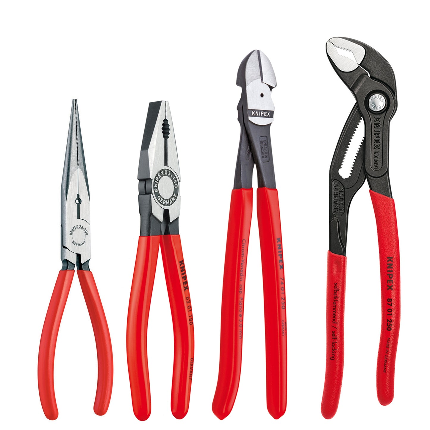Knipex 9K 00 80 94 US 4 Pc Pliers Set (03 01 200, 26 11 200 S1, 74 01 250 and 87 01 250) - image 2