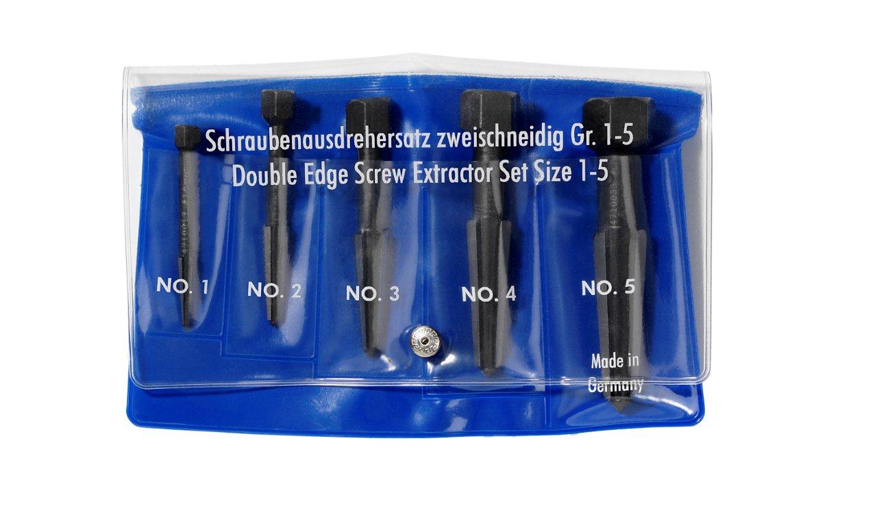 Knipex 9R 471 900 3 Screw Extractor Double-Edged Set 5 Parts (Size 1-5 In Vinyl Pouch) - KNIPEX Tools