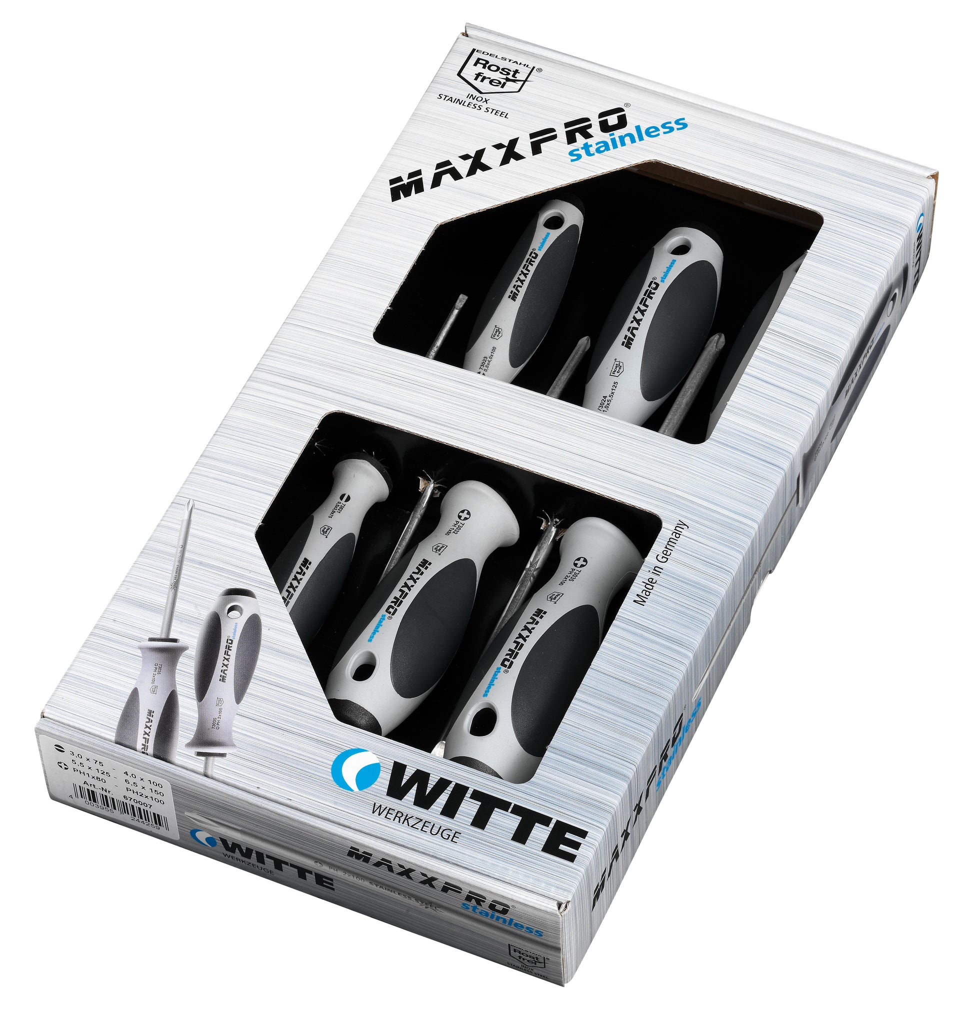 Knipex 9T 670002 MAXXPRO Stainless Steel 5 Pc Set: 3 Slotted, 2 Phillips - KNIPEX Tools