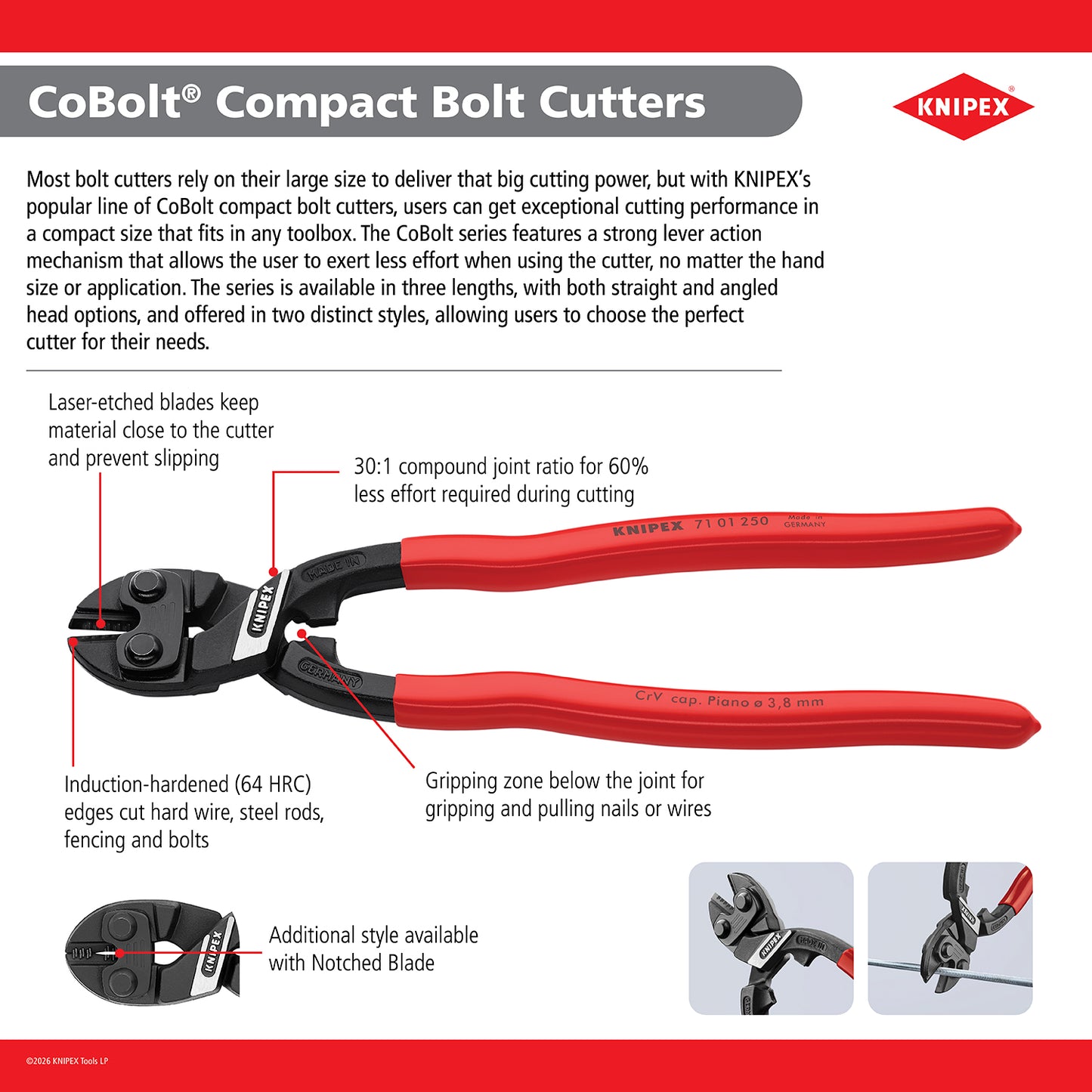 Knipex 71 21 200 SBA CoBolt® High Leverage 20° Angled Compact Bolt Cutters - image 15