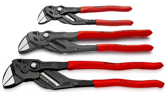 Knipex 3 PC Plier Wrench Set Black Finish 180, 250, 300mm