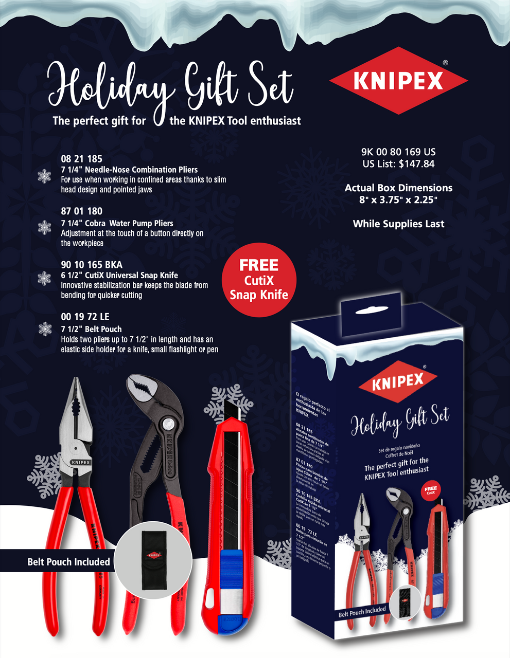 2024 KNIPEX Holiday Gift Set with FREE CutiX Snap Knife