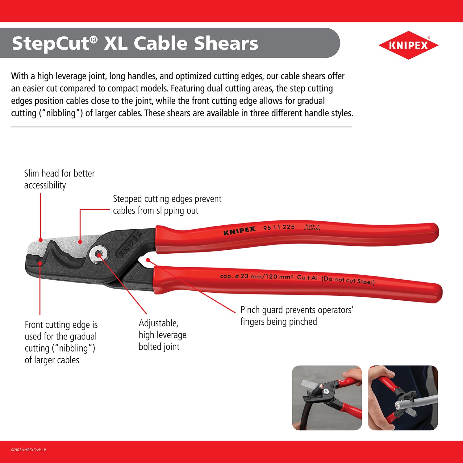 Knipex 95 11 225 StepCut® XL Cable Shears - image 4