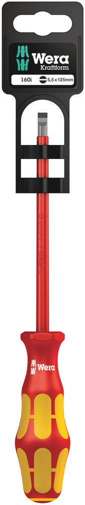 WERA 05100004001 160I 1.0 X 5.5 X 125 MM HANG-TAG VDE-INSULATED SCREWDRIVER