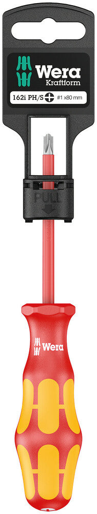 WERA 05100019001 162I PH/S # 1 X 80 MM HANG-TAG VDE INSULATED SCREWDRIVER FOR PLUSMINUS SCREWS
