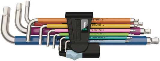 WERA 05022669001 3950 SPKL/9 SM STAINLESS STEEL MULTICOLOUR LONG ARM HEX KEY SET