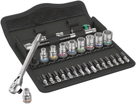 WERA 05004021001 8100 SA 11 ZYKLOP METAL RATCHET SET. IMPERIAL 1/4 28PIECE RATCHET SET WITH SWITCH LEVER IMPERIAL