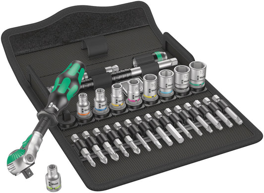 WERA 05004016001 8100 SA 6 ZYKLOP SPEED RATCHET SET 1/4 28 PCS RATCHET SET 1/4" DRIVE METRIC