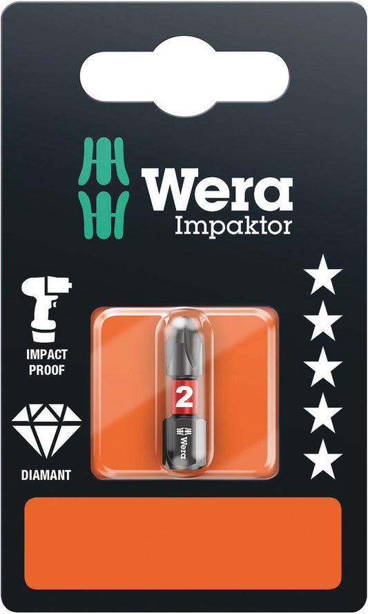WERA 05073916001 851/1 IMP DC PH 2 X 25 MM SB BITS FOR PHILLIPS SCREWS, IMPACT