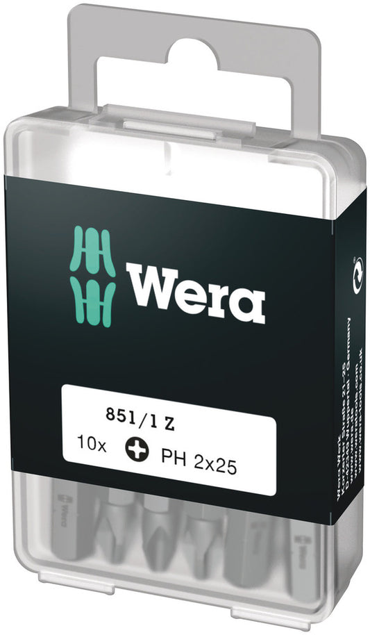WERA 05072400001 851/1 Z PH 1 X 25 MM DIY-BOX BITS FOR PHILLIPS SCREWS DIY-BOX (10 PCS)