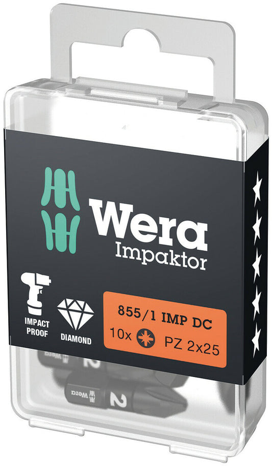 WERA 05057620001 855/1 IMP DC PZ 1 X 25 MM POZIDRIV-BITS, IMPACT (1 PACK = 10 PCS)