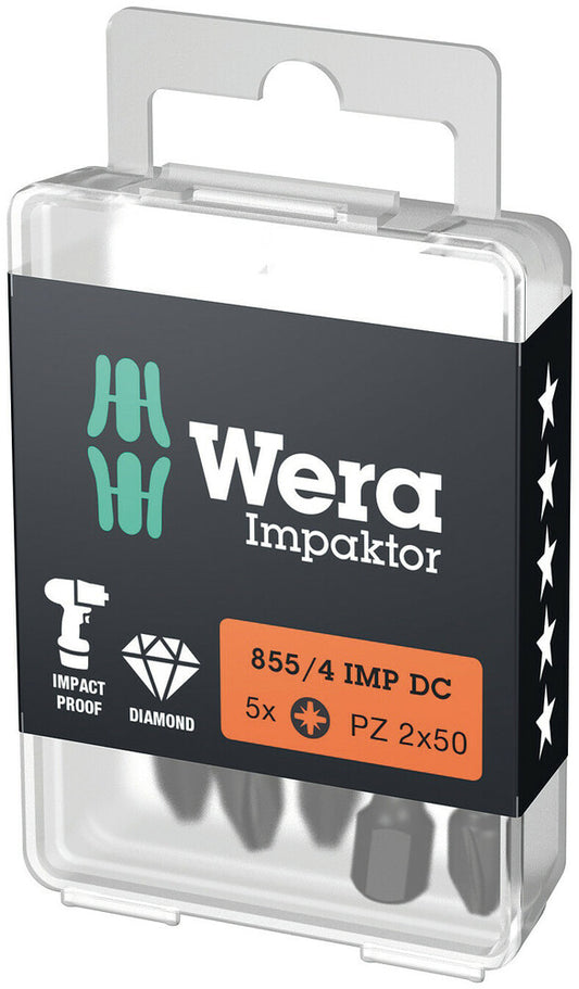 WERA 05057662001 855/4 IMP DC PZ 3 X 50 MM POZIDRIV-BITS, IMPACT (1 PACK = 5 PCS)