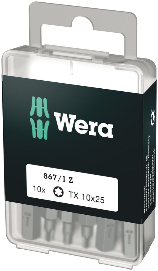 WERA 05072406001 867/1 Z TX 10 X 25 MM DIY-BOX BITS FOR TORX SOCKET SCREWS DIY-BOX (10 PCS)
