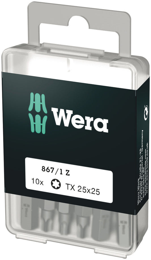 WERA 05072409001 867/1 Z TX 25 X 25 MM DIY-BOX BITS FOR TORX SOCKET SCREWS DIY-BOX (10 PCS)