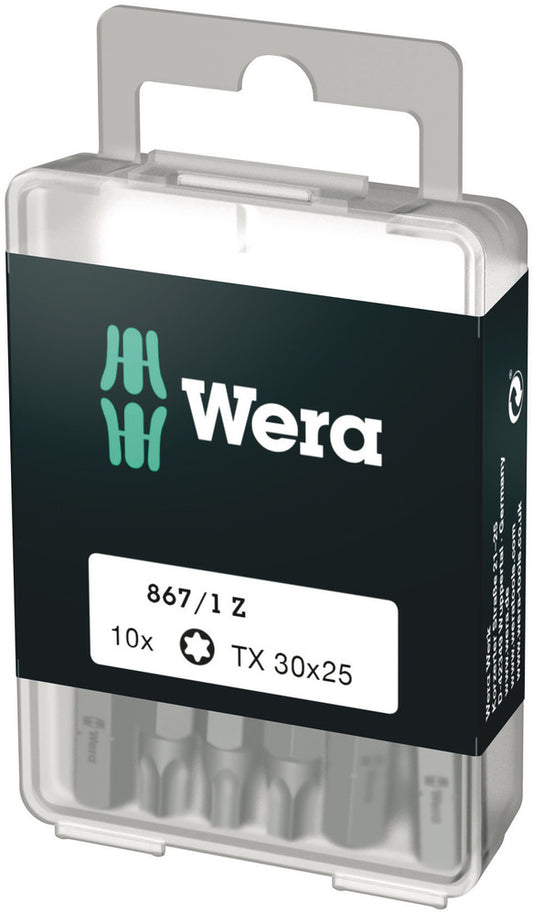 WERA 05072411001 867/1 Z TX 30 X 25 MM DIY-BOX BITS FOR TORX SOCKET SCREWS DIY-BOX (10 PCS)
