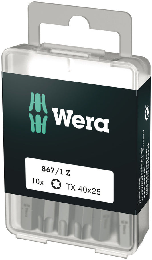 WERA 05072412001 867/1 Z TX 40 X 25 MM DIY-BOX BITS FOR TORX SOCKET SCREWS DIY-BOX (10 PCS)