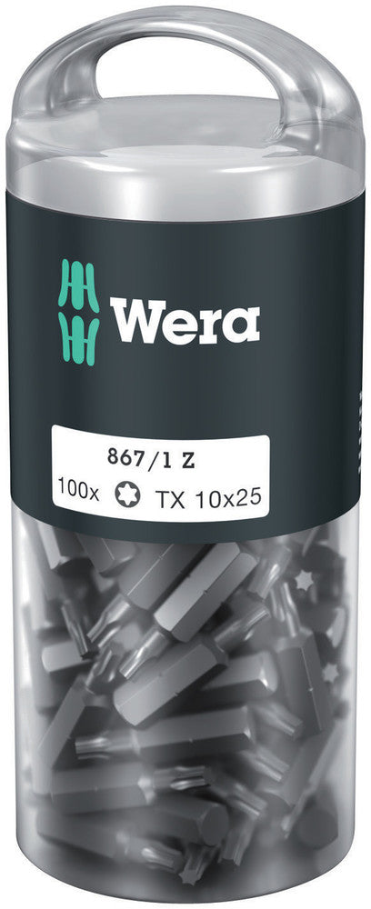 WERA 05072446001 867/1 Z TX 10 X 25 MM DIY-BOX BITS FOR TORX SOCKET SCREWS (100 PCS)