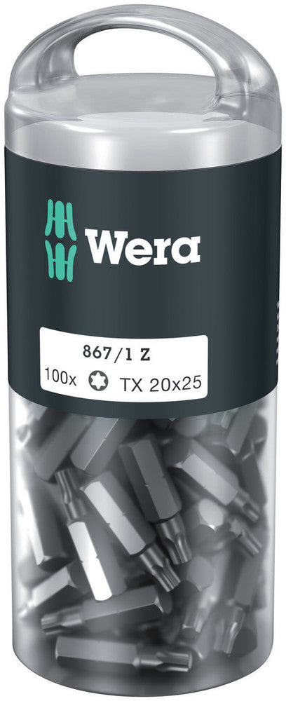 WERA 05072448001 867/1 Z TX 20 X 25 MM DIY-BOX BITS FOR TORX SOCKET SCREWS (100 PCS)