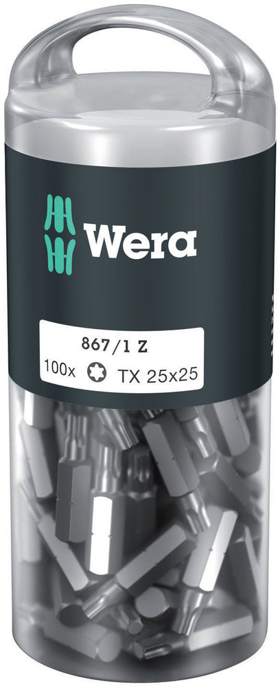 WERA 05072449001 867/1 Z TX 25 X 25 MM DIY-BOX BITS FOR TORX SOCKET SCREWS (100 PCS)