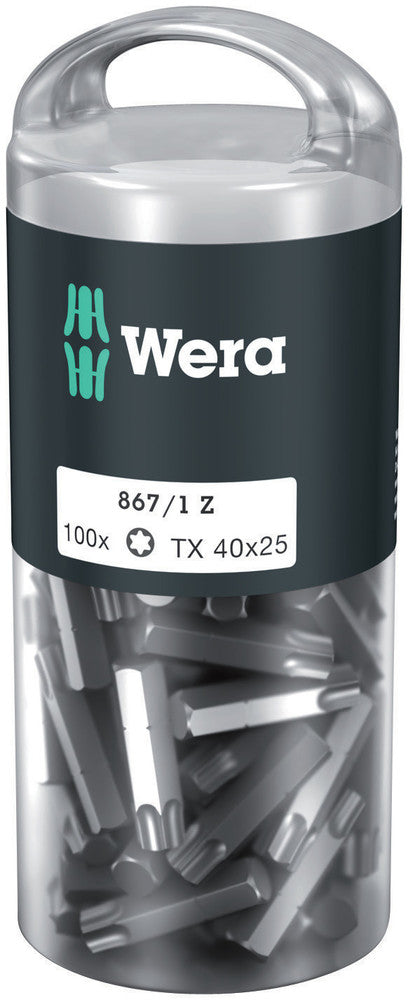 WERA 05072452001 867/1 Z TX 40 X 25 MM DIY-BOX BITS FOR TORX SOCKET SCREWS (100 PCS)