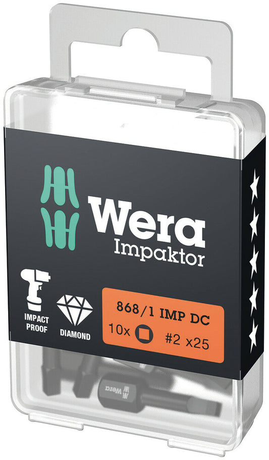 WERA 05057632001 868/1 IMP DC # 3 X 25 MM BITS FOR SQUARE SOCKET HEAD SCREW, IMPACT (1 PACK = 10 PCS)