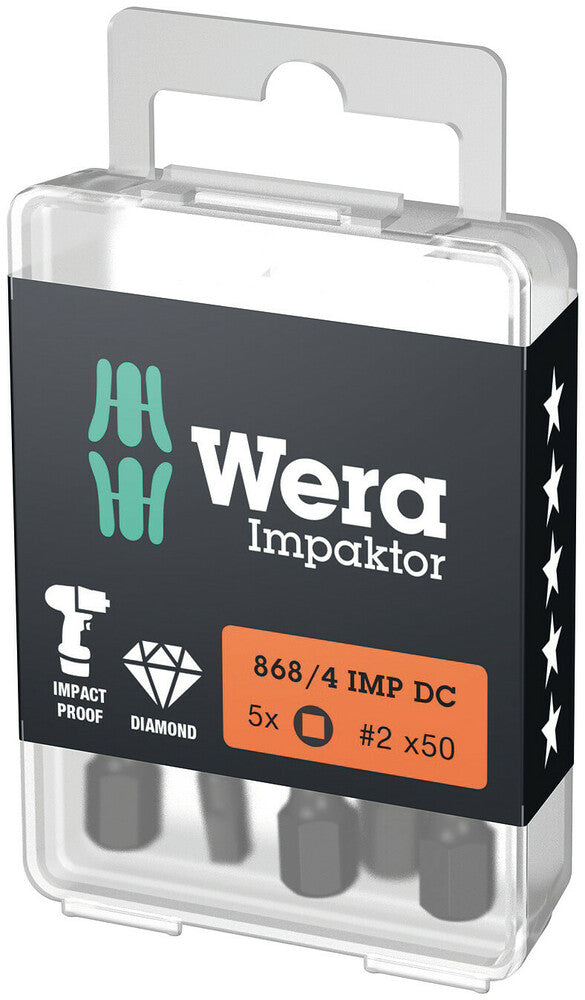 WERA 05057672001 868/4 IMP DC # 3 X 50 MM BITS FOR SQUARE SOCKET HEAD SCREW, IMPACT (1 PACK = 5 PCS)