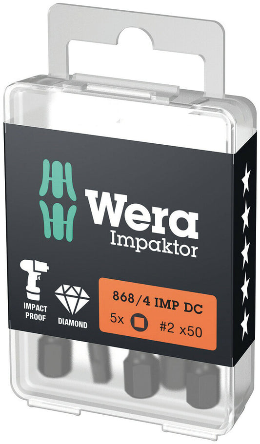 WERA 05057672001 868/4 IMP DC # 3 X 50 MM BITS FOR SQUARE SOCKET HEAD SCREW, IMPACT (1 PACK = 5 PCS)