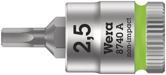 WERA 05003331001 8740 A ZYKLOP BIT SOCKET WITH 1/4" DRIVE WITH HOLDING FUNCTION , 2,5 X 28 MM
