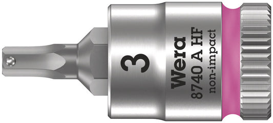 WERA 05003332001 8740 A HF ZYKLOP BIT SOCKET WITH 1/4" DRIVE WITH HOLDING FUNCTION, 3,0 X 28 MM