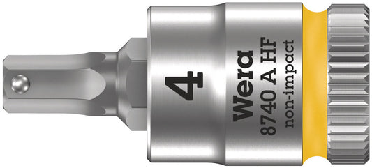 WERA 05003333001 8740 A HF ZYKLOP BIT SOCKET WITH 1/4" DRIVE WITH HOLDING FUNCTION, 4,0 X 28 MM