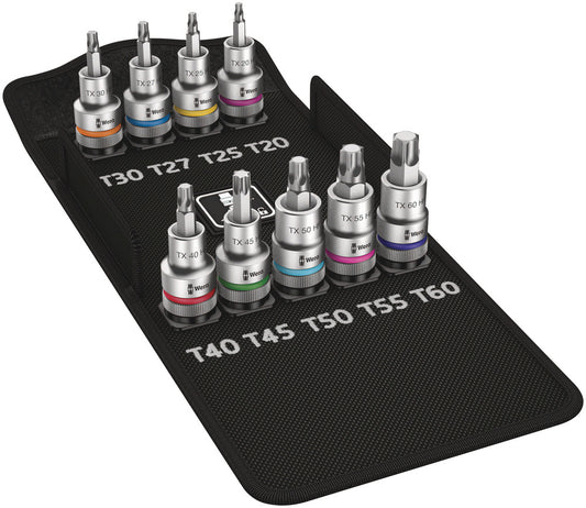 WERA 05004202001 8767 C HF TX 1 ZYKLOP BIT SOCKET SET WITH 1/2" DRIVE SOCKET WITH HOLDING FUNCTION 9PCS