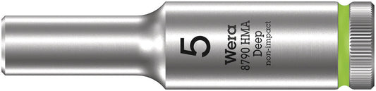 WERA 05004501001 8790 HMA DEEP SOCKETS (1/4" DRIVE SOCKETS - DEEP - 6-POINT) 1/4" DEEP SOCKET SW 5 NEON GREEN