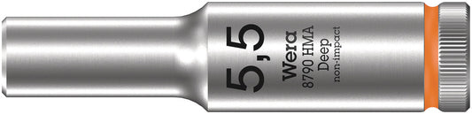 WERA 05004502001 8790 HMA DEEP SOCKETS (1/4" DRIVE SOCKETS - DEEP - 6-POINT) 1/4" DEEP SOCKET SW 5,5 NEON ORANGE