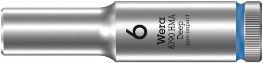 WERA 05004503001 8790 HMA DEEP SOCKETS (1/4" DRIVE SOCKETS - DEEP - 6-POINT) 1/4" DEEP SOCKET SW 6 BLUE