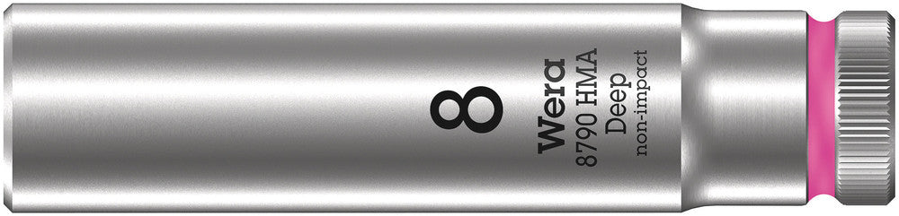 WERA 05004505001 8790 HMA DEEP SOCKETS (1/4" DRIVE SOCKETS - DEEP - 6-POINT) 1/4" DEEP SOCKET SW 8 NEON PINK