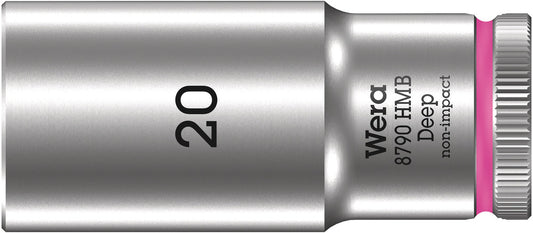 WERA 05004542001 8790 HMB DEEP (3/8" DRIVE SOCKETS - DEEP - 6-POINT) 3/8" DEEP SOCKET SW 20 NEON PINK