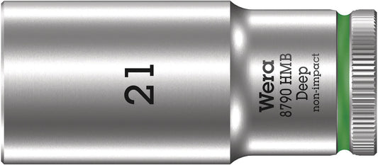 WERA 05004543001 8790 HMB DEEP (3/8" DRIVE SOCKETS - DEEP - 6-POINT) 3/8" DEEP SOCKET SW 21 GREEN