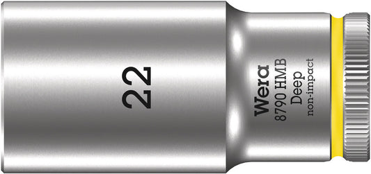 WERA 05004544001 8790 HMB DEEP (3/8" DRIVE SOCKETS - DEEP - 6-POINT) 3/8" DEEP SOCKET SW 22 NEON YELLOW