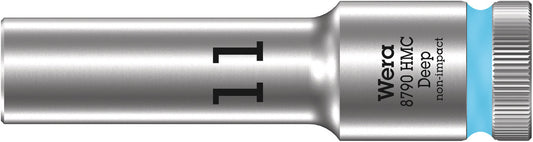 WERA 05004551001 8790 HMC DEEP (1/2" DRIVE SOCKETS - DEEP - 6-POINT) 1/2" DEEP SOCKET SW 11 CYAN