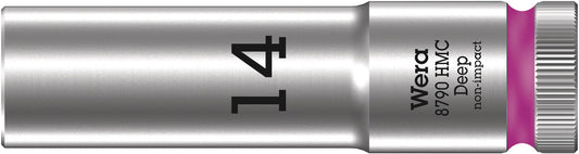 WERA 05004554001 8790 HMC DEEP (1/2" DRIVE SOCKETS - DEEP - 6-POINT) 1/2" DEEP SOCKET SW 14 PINK