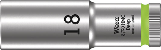 WERA 05004558001 8790 HMC DEEP (1/2" DRIVE SOCKETS - DEEP - 6-POINT) 1/2" DEEP SOCKET SW 18 LIGHT GREEN