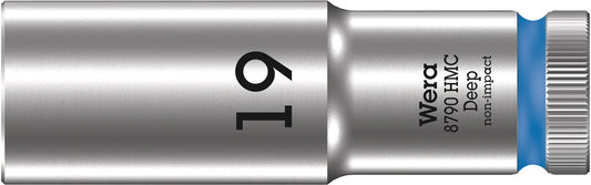 WERA 05004559001 8790 HMC DEEP (1/2" DRIVE SOCKETS - DEEP - 6-POINT) 1/2" DEEP SOCKET SW 19 BLUE