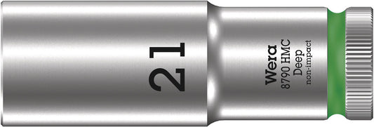 WERA 05004561001 8790 HMC DEEP (1/2" DRIVE SOCKETS - DEEP - 6-POINT) 1/2" DEEP SOCKET SW 21 GREEN