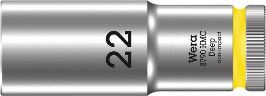 WERA 05004562001 8790 HMC DEEP (1/2" DRIVE SOCKETS - DEEP - 6-POINT) 1/2" DEEP SOCKET SW 22 LIGHT YELLOW